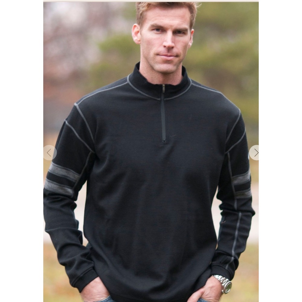 KUHL Team Black 100 Percent Merino Wool 1/4 Zip Pullover Long Mens Size‎ Medium
